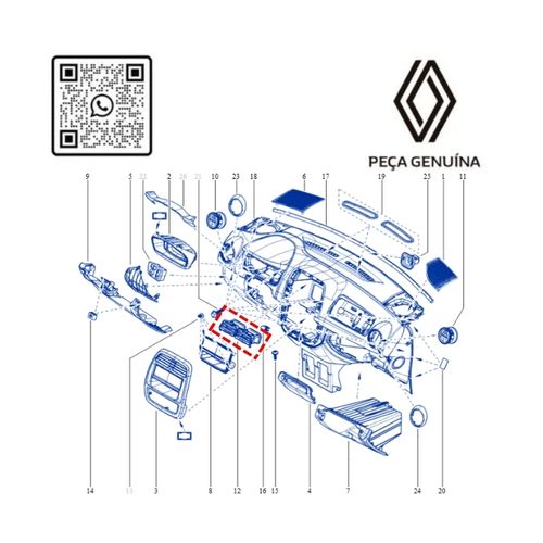 RN 05979R 687505979R DIFUSOR DE AR CENTRAL KWID - 4